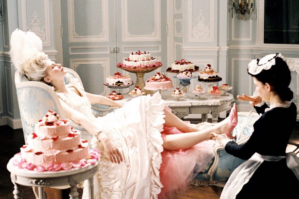 Marie Antoinette (played by Kirsten Dunst) takes a nap to avoid the mid-afternoon slump