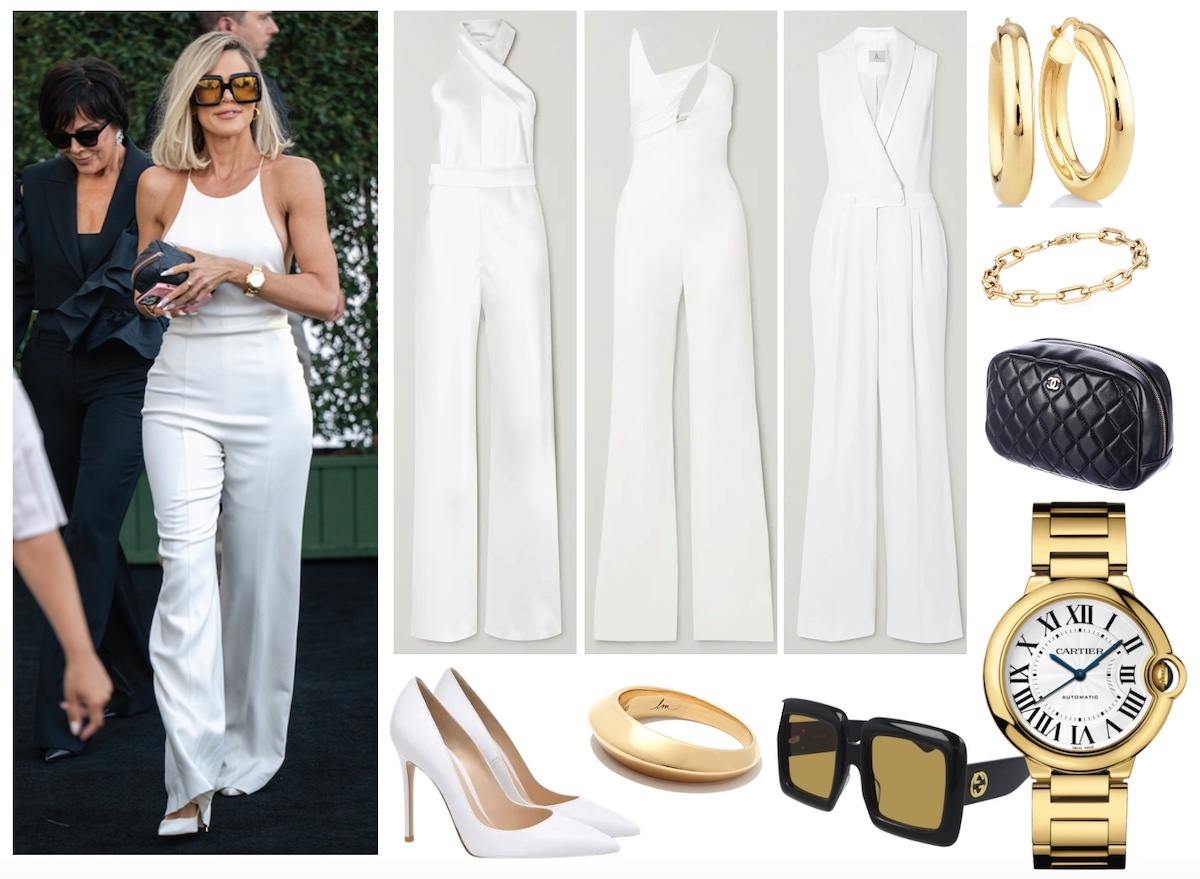 Get the look: Khloe Kardashion in a white Narciso Rodriguez jumpsuit